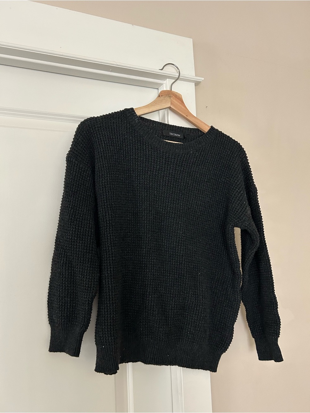 Women’s Black Textured Crewneck Sweater